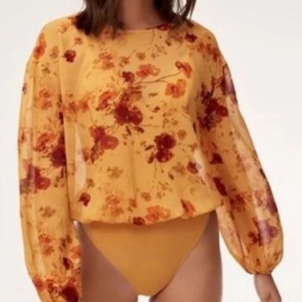 Aritzia Women's Yellow and Red Bodysuit